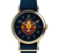 Timex Orologio unisex Harry Potter x Weekender Butterbeer 40 mm - Blu Slip-Thru doppio strato quadrante blu cassa color oro