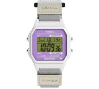 Timex Orologio unisex Main Street da 36 mm, cinturino in nylon bianco, quadrante digitale, cassa bianca TW2W72300
