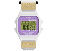 Timex Orologio unisex Main Street da 36 mm, cinturino in nylon bianco, quadrante digitale, cassa bianca TW2W72300