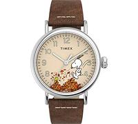 Timex Orologio Waterbury 40mm da uomo - cassa argentata con quadrante crema e cinturino in pelle marrone chiaro TW2U86200