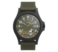 Timex Peanuts Expedition Acadia 40mm Orologio da uomo - Cinturino verde Quadrante verde Cassa nera
