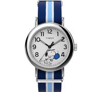 Timex Peanuts Weekender Pickleball - Orologio da polso da uomo, 37 mm, con quadrante bianco, colore: Blu