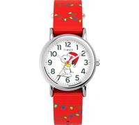 Timex Peanuts x Weekender Snoopy Santa Hat TW2Y39500 - Orologio da donna da 31 mm, cinturino in tessuto rosso e quadrante bianco