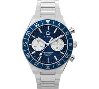 Timex Q Continental Chronograph TW2Y55900 - Orologio da uomo da 40 mm, cinturino in acciaio inox e quadrante blu