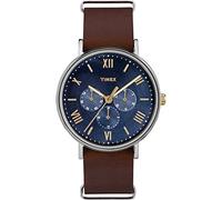 Timex Southview - Orologio multifunzione con cinturino in pelle, 41 mm, marrone/blu, cinghia
