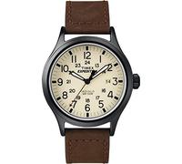 Timex T49963 Orologio da Polso al Quarzo, Analogico, Unisex, Pelle, Beige/Marrone