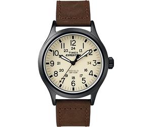Timex T49963 Orologio da Polso al Quarzo, Analogico, Unisex, Pelle, Beige/Marrone