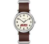 Timex Tribute Cinturino in pelle al quarzo da uomo NHL Weekender 40mm, Diavoli del New Jersey, moderno