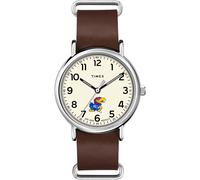 Timex Tribute Collegiate Weekender 40mm cinturino in pelle al quarzo da uomo, Kansas Jayhawks