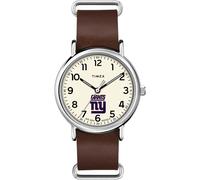 Timex Tribute NFL Weekender 40mm Cinturino in pelle al quarzo da uomo, New York Giants, moderno