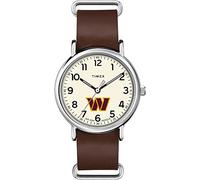 Timex Tribute Orologio da uomo NFL Weekender 40 mm - Washington Commanders con cinturino in vera pelle marrone, Comandanti di Washington, moderno