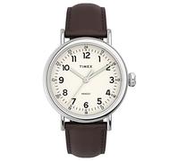 Timex da Uomo Standard Crema Quadrante Cinturino IN Pelle Marrone Acciaio Inox