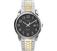 Timex TW2W46400 Easy Reader, Orologio da uomo da 38 mm, cassa argentata, quadrante nero, cinturino in acciaio inossidabile bicolore