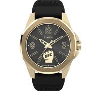 Timex Orologio da uomo UFC PROSPECT Uomo Cassa in acciaio siliconato Movimento al quarzo oro Quadrante nero Cinturino in silicone nero con fibbia standard 5 ATM