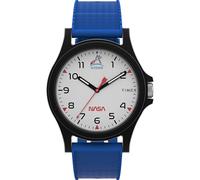 Timex TW2Y13100 Main Street, Orologio unisex da 40 mm, con cinturino in silicone blu, quadrante bianco e cassa nera