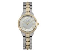 Timex TW2Y38300 Main Street, Orologio da donna da 30 mm, con cinturino a bracciale in lega bicolore, quadrante argentato e cassa bicolore