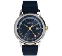 Timex TW2Y47900 Men’s Marlin GMT 40mm Blue Dial Leather Strap Watch