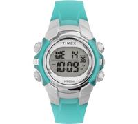 Timex Orologio sportivo unisex da 33 mm, cinturino in resina blu, quadrante digitale, cassa argentata TW5M61400