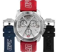 Timex UFC Men's Icon Chronograph 45mm Watch - Red Strap Black Dial Silver-Tone Case