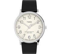 Timex Waterbury Classic 40mm, orologio elegante al quarzo da uomo in acciaio inossidabile con cinturino in pelle, Black, 20 TW2V30900