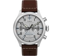 Timex Waterbury, orologio tradizionale da uomo, 41 mm, marrone, due pezzi, a sgancio rapido, quadrante color argento, cassa in acciaio inox