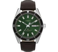 Timex Waterbury orologio tradizionale da uomo subacqueo da 40 mm - cinturino marrone quadrante verde cassa in acciaio inossidabile