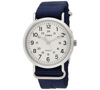 Timex - Weekender Klocka på 40 mm för män, silverfärgad boett, blå tygrem, TW2T29200