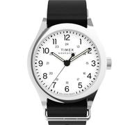 Timex Weekender New England - Orologio da uomo a 3 lancette da 39 mm, quadrante bianco a doppio strato, cassa in acciaio inox, colore: Nero