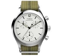 Timex Weekender New England TW2Y15700 - Orologio da uomo, 40 mm, con cronografo e cinturino in tessuto ecologico verde con quadrante bianco