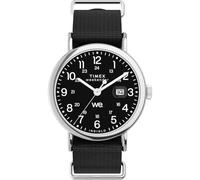 Timex Weekender TW2W86100 - Orologio da uomo da 40 mm, cinturino in tessuto nero con quadrante nero e cassa argentata