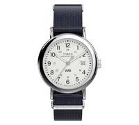 Timex Weekender TW2Y09000 - Orologio unisex da 37 mm, cinturino in tessuto blu con quadrante bianco e cassa argentata