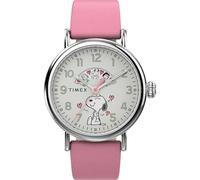 Timex x Peanuts Orologio da uomo standard San Valentino 40mm - Cinturino rosa quadrante bianco cassa argentata, Rosa