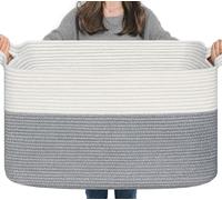 TIMEYARD Cesto per la biancheria, cesto portabiancheria pieghevole, cesto per la biancheria, cesto per la biancheria, cestino per la cameretta dei bambini, 65 l, bianco e grigio