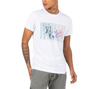 Timezone Maglietta a Righe con Palm T-Shirt, Bianco, XL Uomo