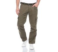 Timezone, pantaloni cargo da uomo con cintura BenitoTZ, vestibilità ampia, tasche, in cotone, beige, grigio, kaki, 29 30 31 32 33 34 36 38 40, 52 IT (38W/36L)