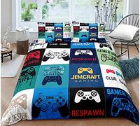 Timiany Copripiumino Gamepad Set Biancheria da Letto Moderna per Gamer 155x200cm Copripiumino per Controller per Videogiochi Microfibra con Cerniera+2 Federe 80x80cm (Gamepad-S,200x200+80x80)