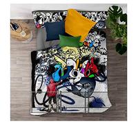 Timiany Set Biancheria da Letto Copripiumino Microfibra, Set Biancheria da Letto Graffiti Hip Hop 3D Copripiumino E Federe in Morbida (Cultura di Strada,220x240+50x75)