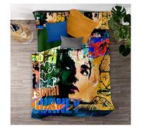 Timiany Set Biancheria da Letto Copripiumino Microfibra, Set Biancheria da Letto Graffiti Hip Hop 3D Copripiumino E Federe in Morbida (Graffiti murali,220x240+50x75)