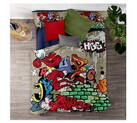 Timiany Set Biancheria da Letto Copripiumino Microfibra, Set Biancheria da Letto Graffiti Hip Hop 3D Copripiumino E Federe in Morbida (Hip-Hop,155x220+80x80)