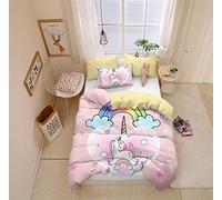 Timiany Set Biancheria da Letto per Bambini Nuvole Stelle Motivo Unicorno Biancheria da Letto per Bambina E Bambino con Motivo Arcobaleno Rosa E Unicorno (Unicorno K,155x220+50x75)