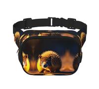 Timid Hedgehog - Marsupio quadrato a doppio strato per attività all'aperto come sport, viaggi, escursionismo, ciclismo, Nero , Taglia unica