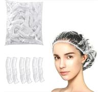 TIMIDAILY Cuffie Doccia Monouso 100PCS,Cuffia da Doccia Monouso,Trasparente Monouso Doccia,Plastica, Impermeabile, Trasparente per DocciaHotel Spa e Parrucchiere (42CM-100PCS)
