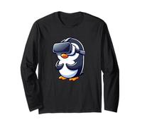 Timido Penguin VR Gamer Cool Gaming Design Maglia a Manica