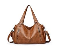 TIMIFUN Borsa tote in pelle da donna, borsa monospalla retrò di grandi dimensioni, tracolla semplice con tracolla regolabile, adatta per viaggi, viaggi di lavoro, shopping e varie occasioni (Brown)