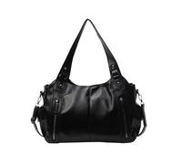 TIMIFUN Borsa tote in pelle da donna, borsa monospalla retrò di grandi dimensioni, tracolla semplice con tracolla regolabile, adatta per viaggi, viaggi di lavoro, shopping e varie occasioni (Black)