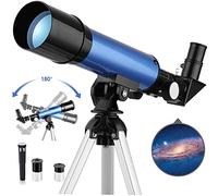Timisea Telescopio rifrattore portatile per bambini e principianti, ingrandimento 90x, con treppiede da tavolo e due oculari, il miglior regalo per i bambini per esplorare lo spazio lunare, osservare
