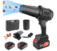 Timisea Turbo Jet Blower - Set professionale a batteria al litio con 2 batterie, caricatore, valigia, flusso d'aria variabile per foglie, auto, industriale, con testa di ricambio e accessori, leggero