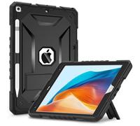 TIMISM Custodia per iPad di 9a generazione, custodia per iPad 8a/7a generazione, iPad 10.2 2021/2020/2019 con cavalletto, custodia protettiva ibrida a tre strati, resistente agli urti, nera