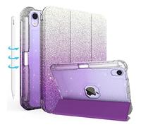 TIMISM Custodia per iPad Mini 7 A17 Pro, custodia per iPad Mini 7a/6a generazione (2024/2021), con portapenne, cover in pelle scintillante glitterata posteriore in poliuretano termoplastico, custodia