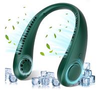 Timiyou Hands Free Bladeless Fan - Ventilatore portatile USB con batteria da 3000 mAh, mini ventilatore a collo per viaggi, sport all'aria aperta, casa, ufficio (verde scuro), TM235428
